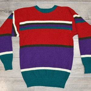Vintage 90s Striped Sweater Crew Neck Size M